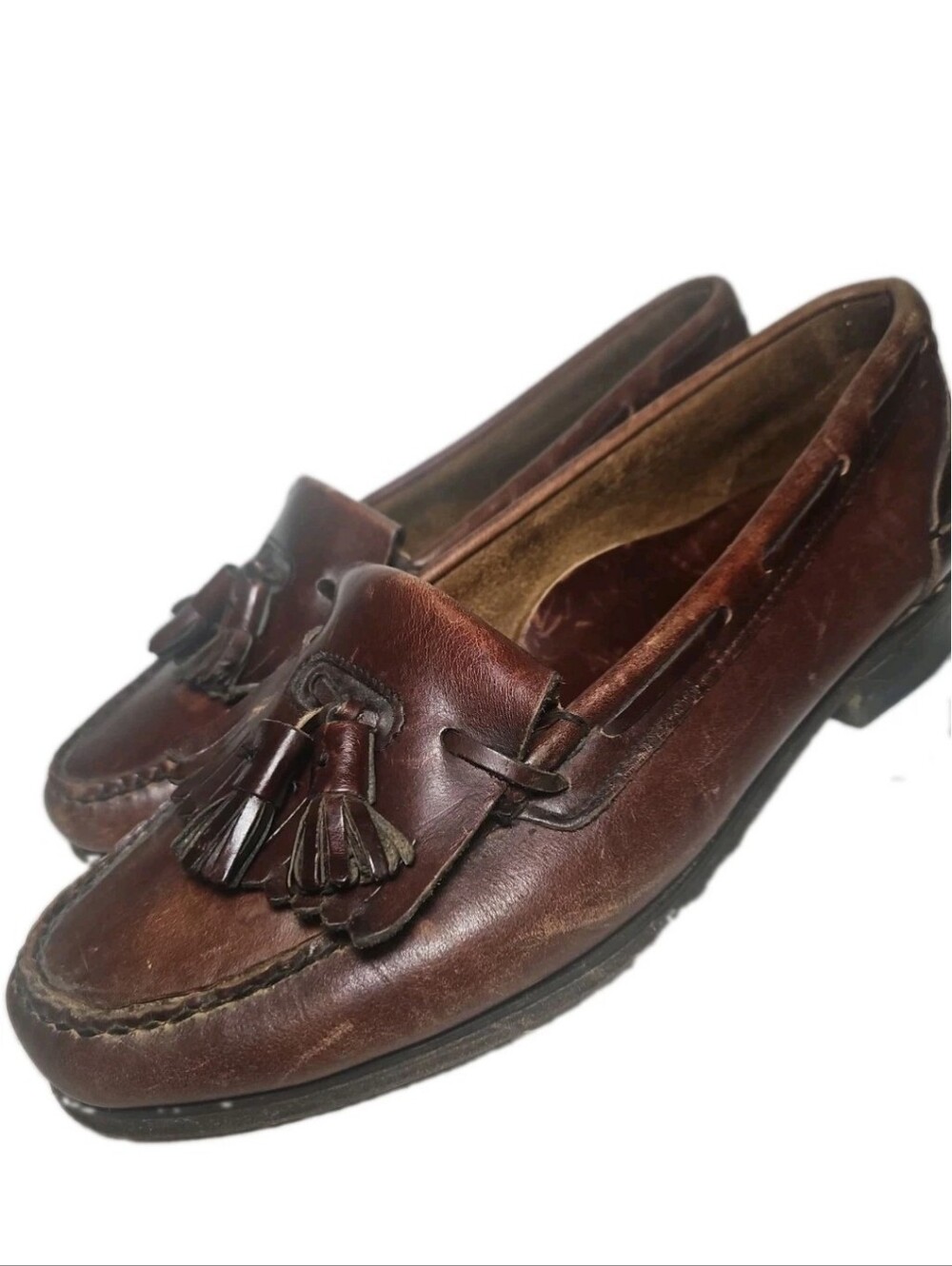 Johnson & Murphy Men Loafer Sz10.5 Brown Leather Kilte Tassle Office Y2k Bo[8A